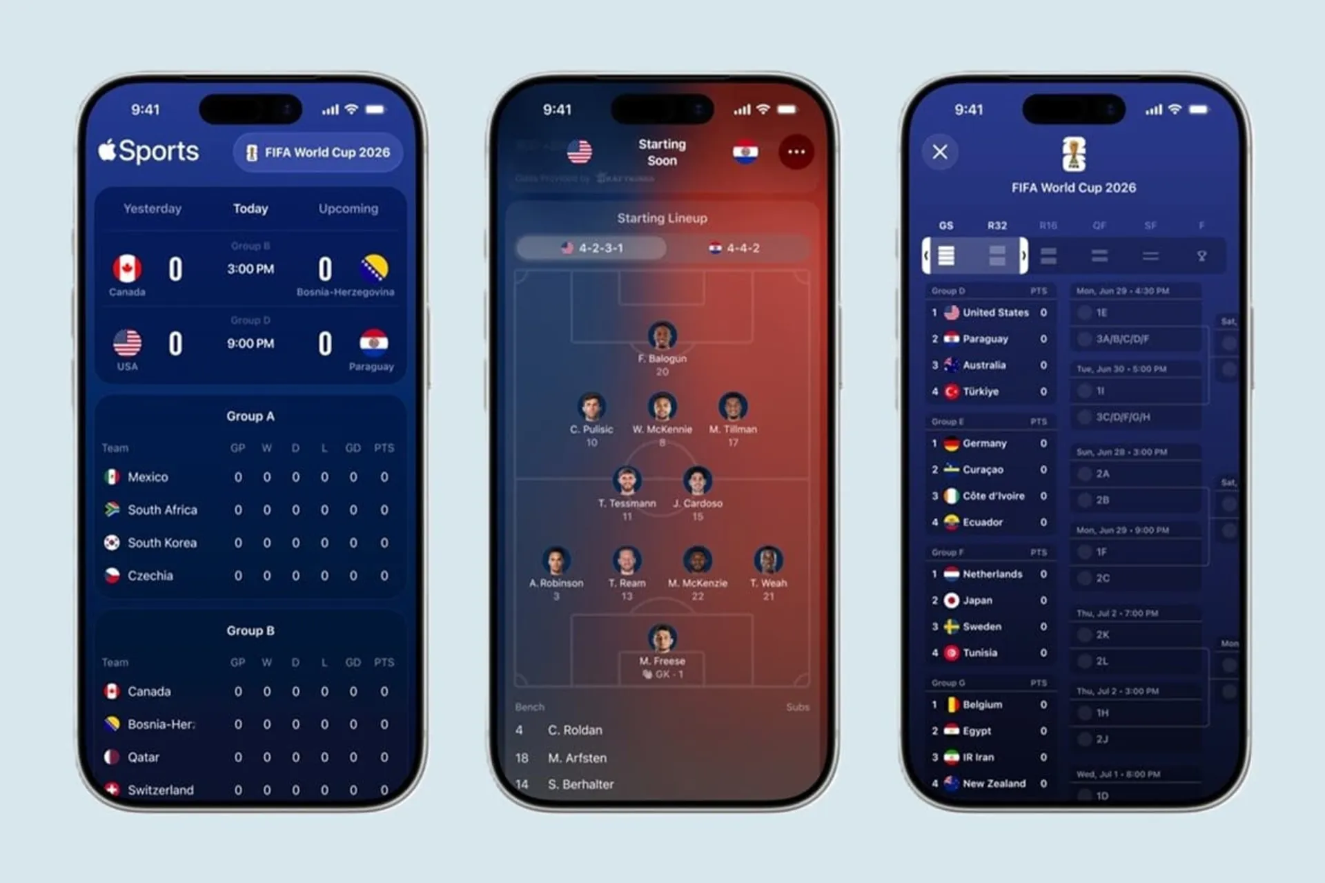 تغییرات نرم‌افزار Apple Sports برای جام جهانی فوتبال ۲۰۲۶