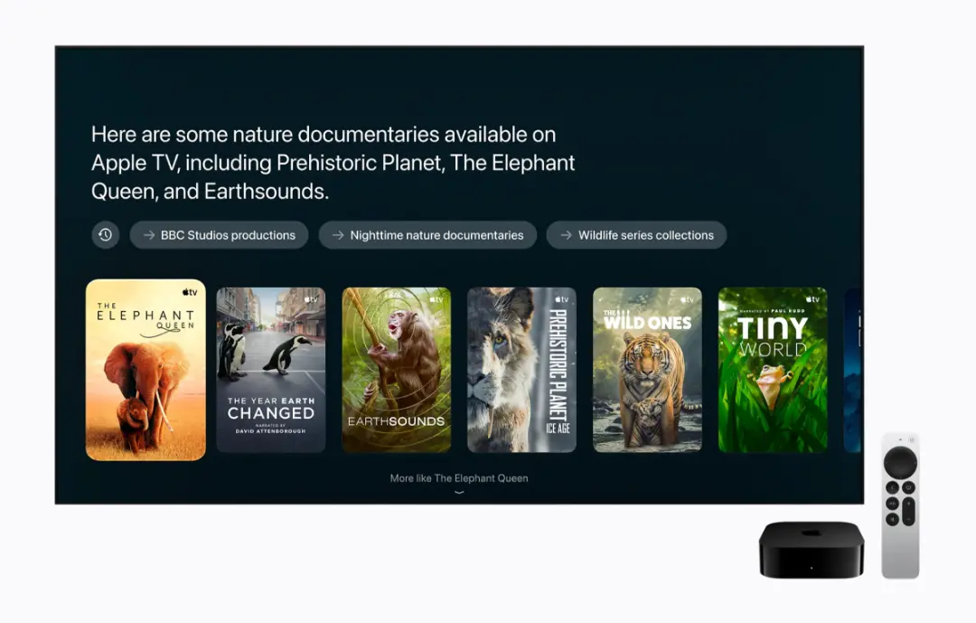 دستگاه Apple TV 4K و ریموت کنترل جدید در کنار رابط کاربری
