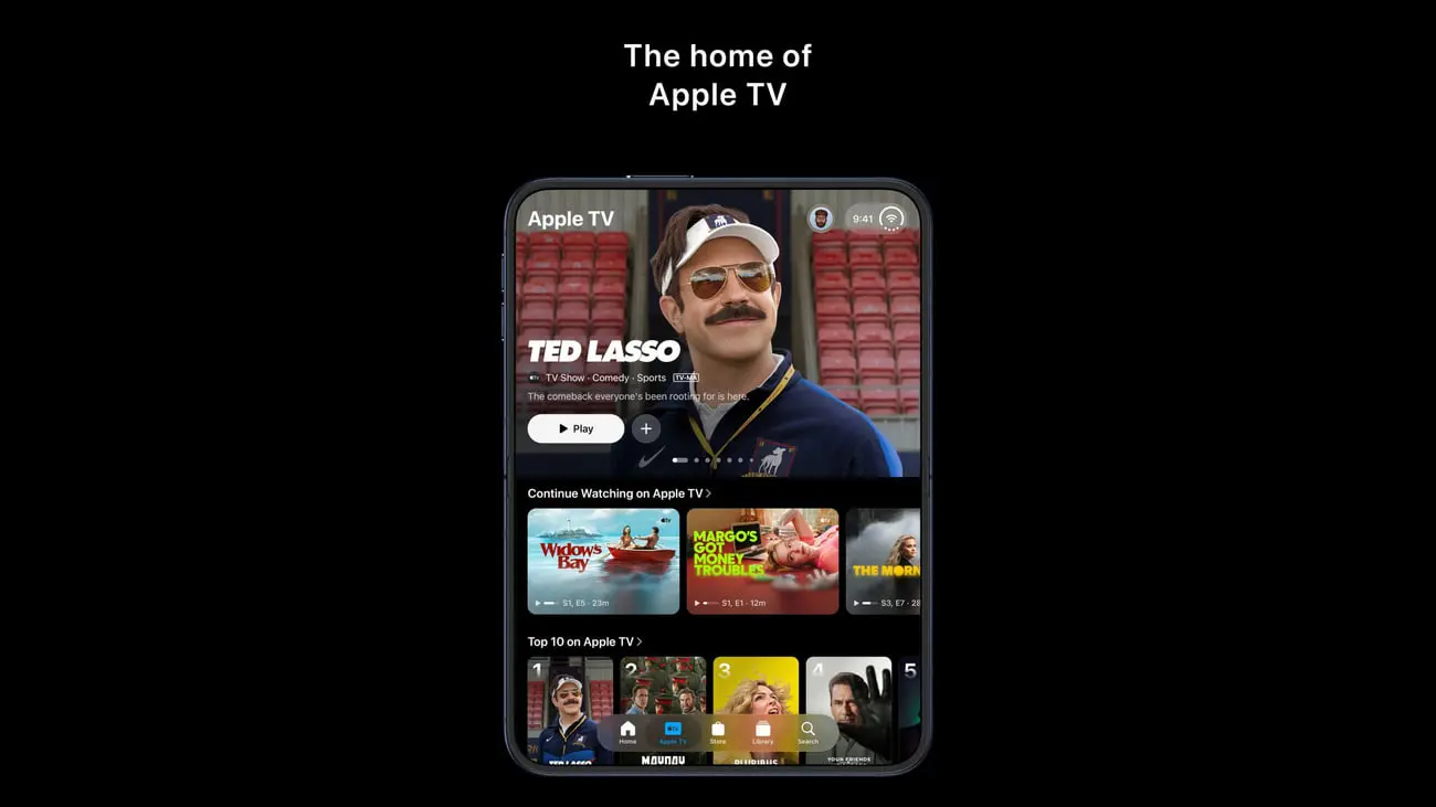 نمای عمودی اپلیکیشن اپل تی‌وی (Apple TV) در گوشی آیفون
