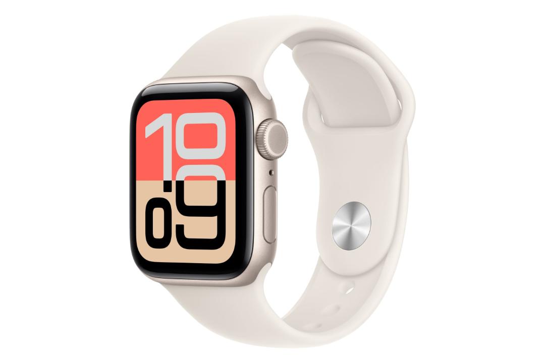 ساعت هوشمند اپل واچ اس ای 3 مدل 40 میلی‌متری طلایی روشن با بند سفید / Apple Watch SE 3 40mm