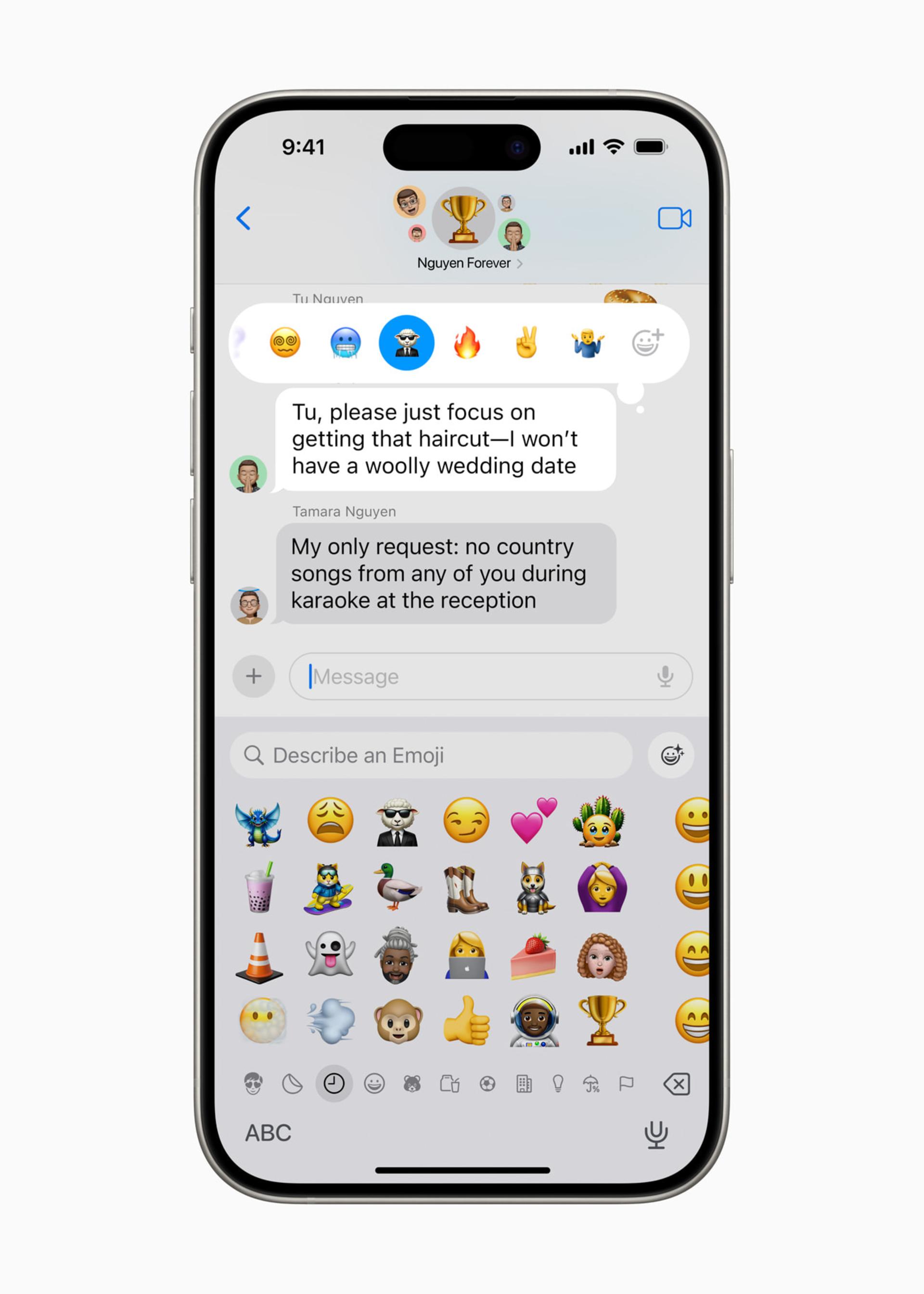 ری‌اکشن پیام‌ها با قابلیت Genmoji در ios 18