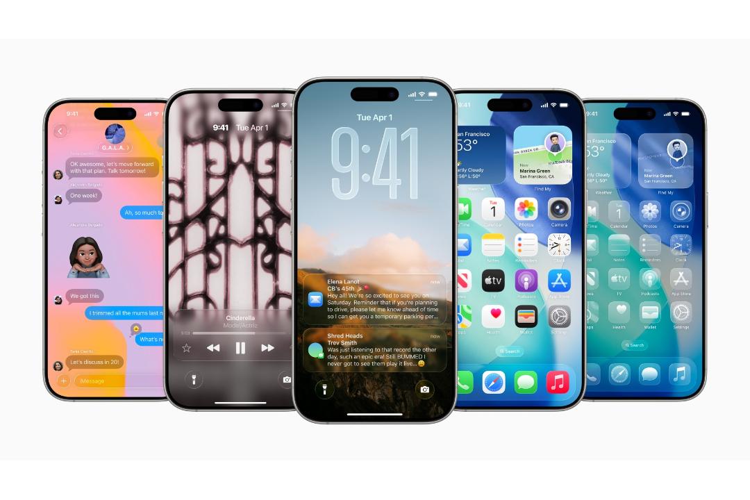 طراحی بخش‌های مختلف iOS 26 در آیفون