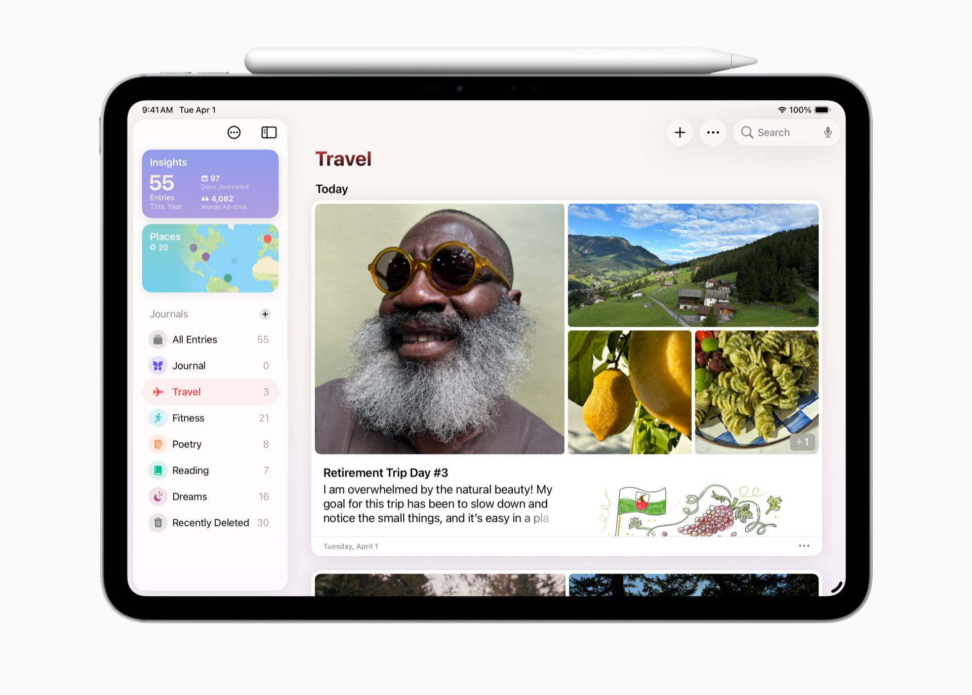 برنامه‌ی ژورنال در سیستم‌عامل iPadOS 26
