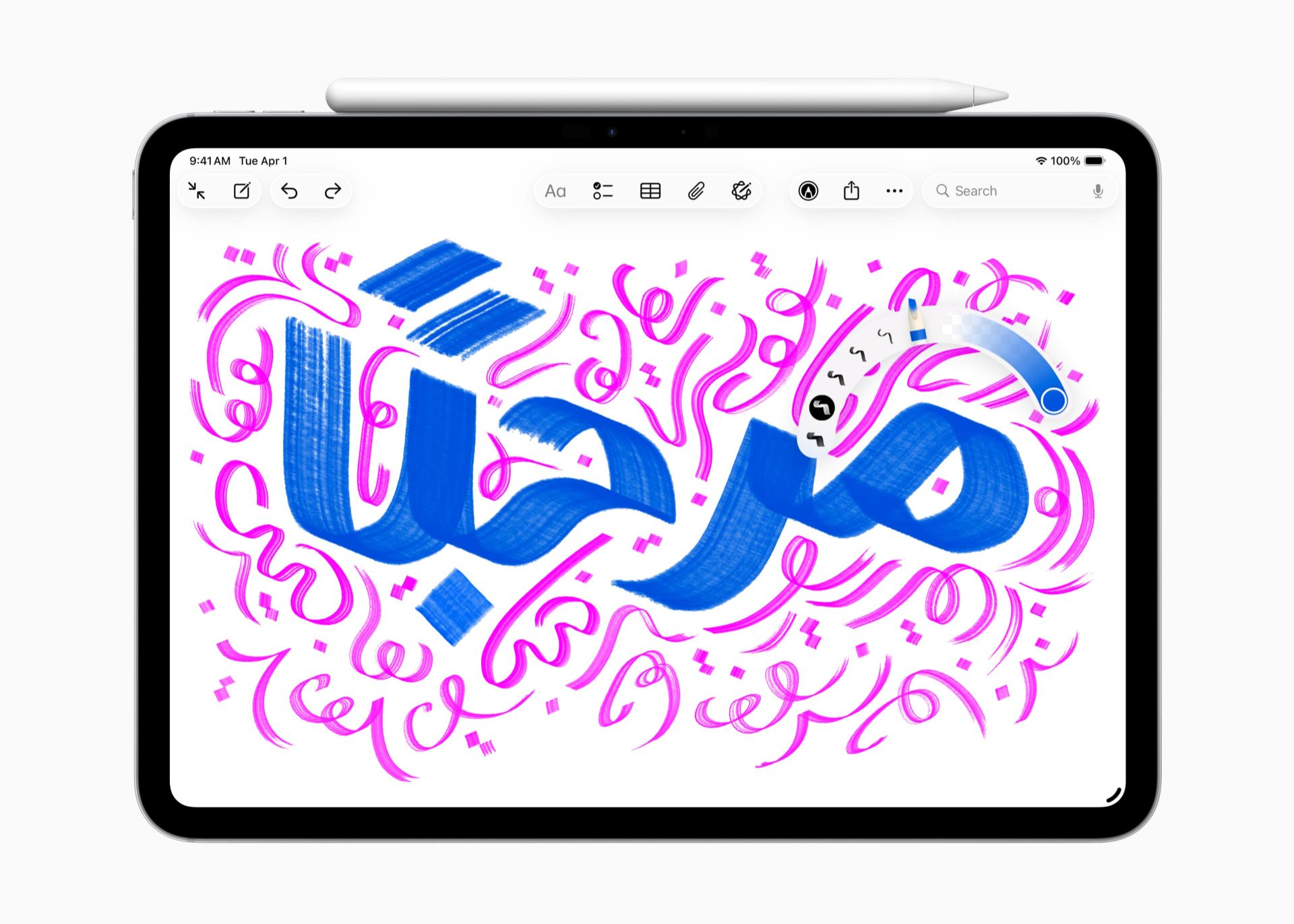 خوش‌نویسی با حالت قلم‌نی در سیستم‌عامل iPadOS 26
