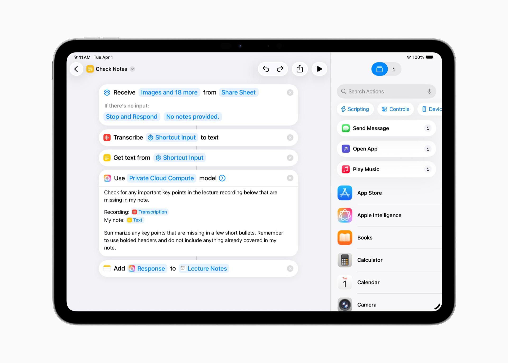 برنامه Shortcut در سیستم‌عامل iPadOS 26