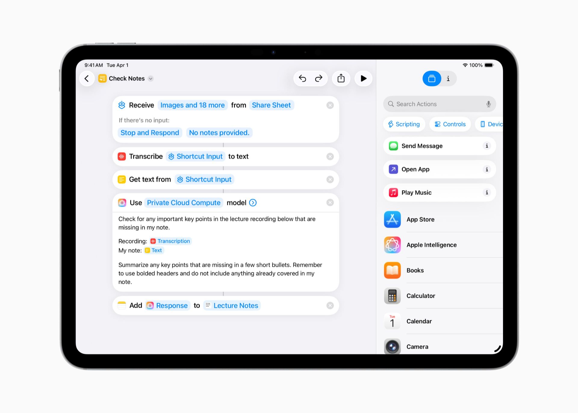 برنامه Shortcut در سیستم‌عامل iPadOS 26