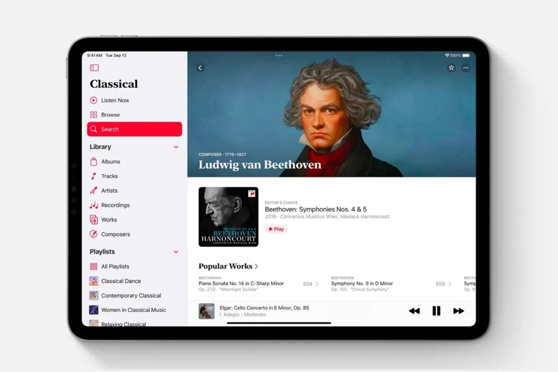 انتشار اپل موزیک کلاسیکال برای آیپد