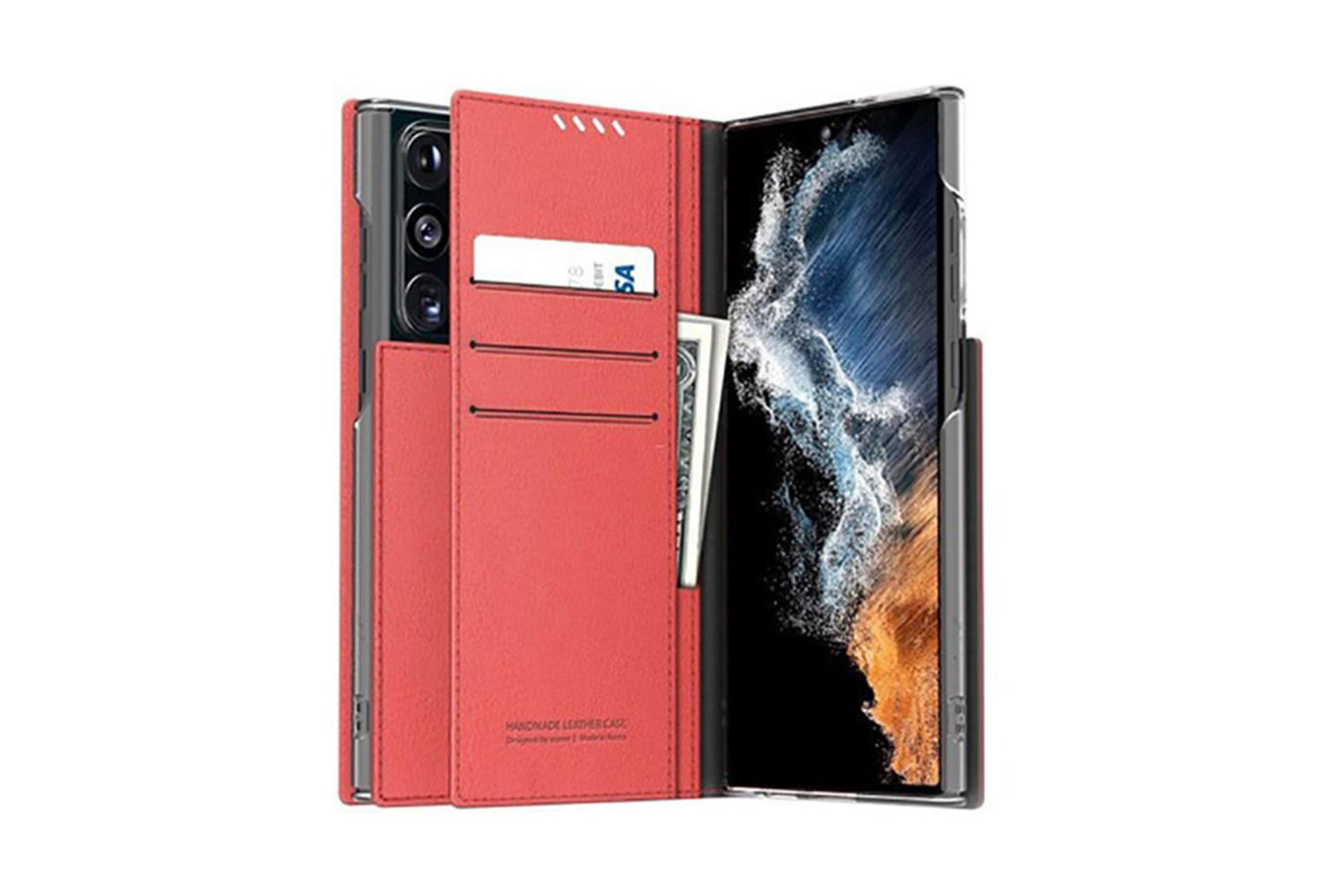 قاب گوشی آراری Araree Mustang Diary For Samsung Galaxy S22 Ultra رنگ قرمز