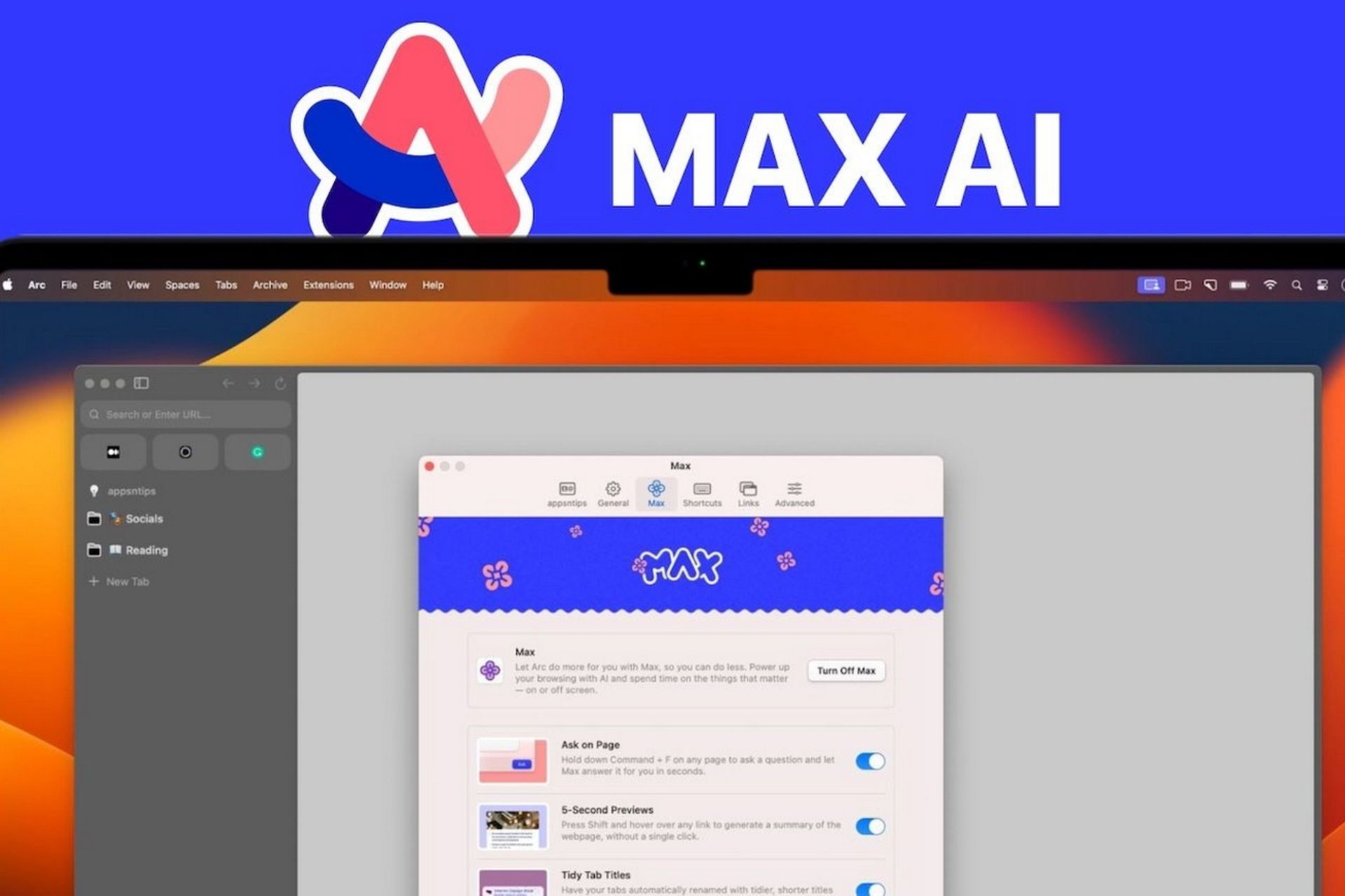 Arc Max is the artificial intelligence assistant of the Arc browser