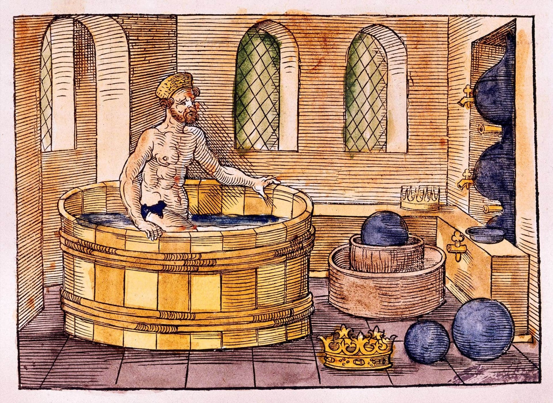 نقاشی ارشمیدس در حمام 