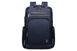نمای جلوی کوله پشتی لپ تاپ آرکتیک هانتر B00415 مناسب 15.6 اینچ با نمایش لوگو، دسته و جیب‌ها رنگ آبی