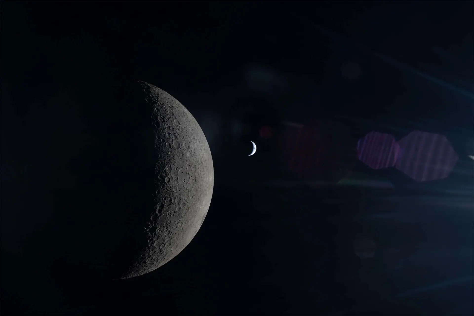 هلال ماه و هلال زمین از نگاه خدمه آرتمیس ۲