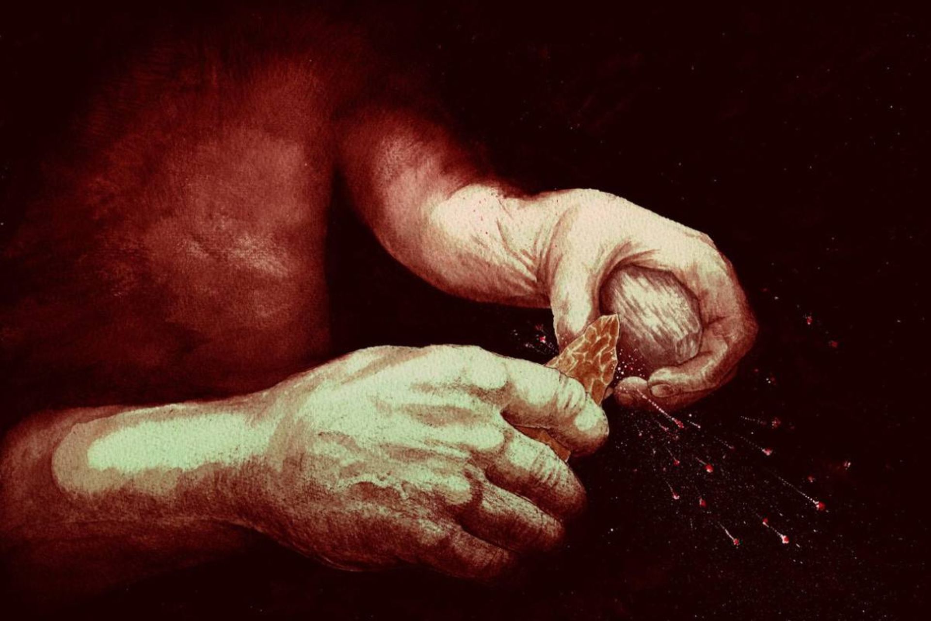 تصویرسازی جرقه‌های سنگ چخماق و پیریت