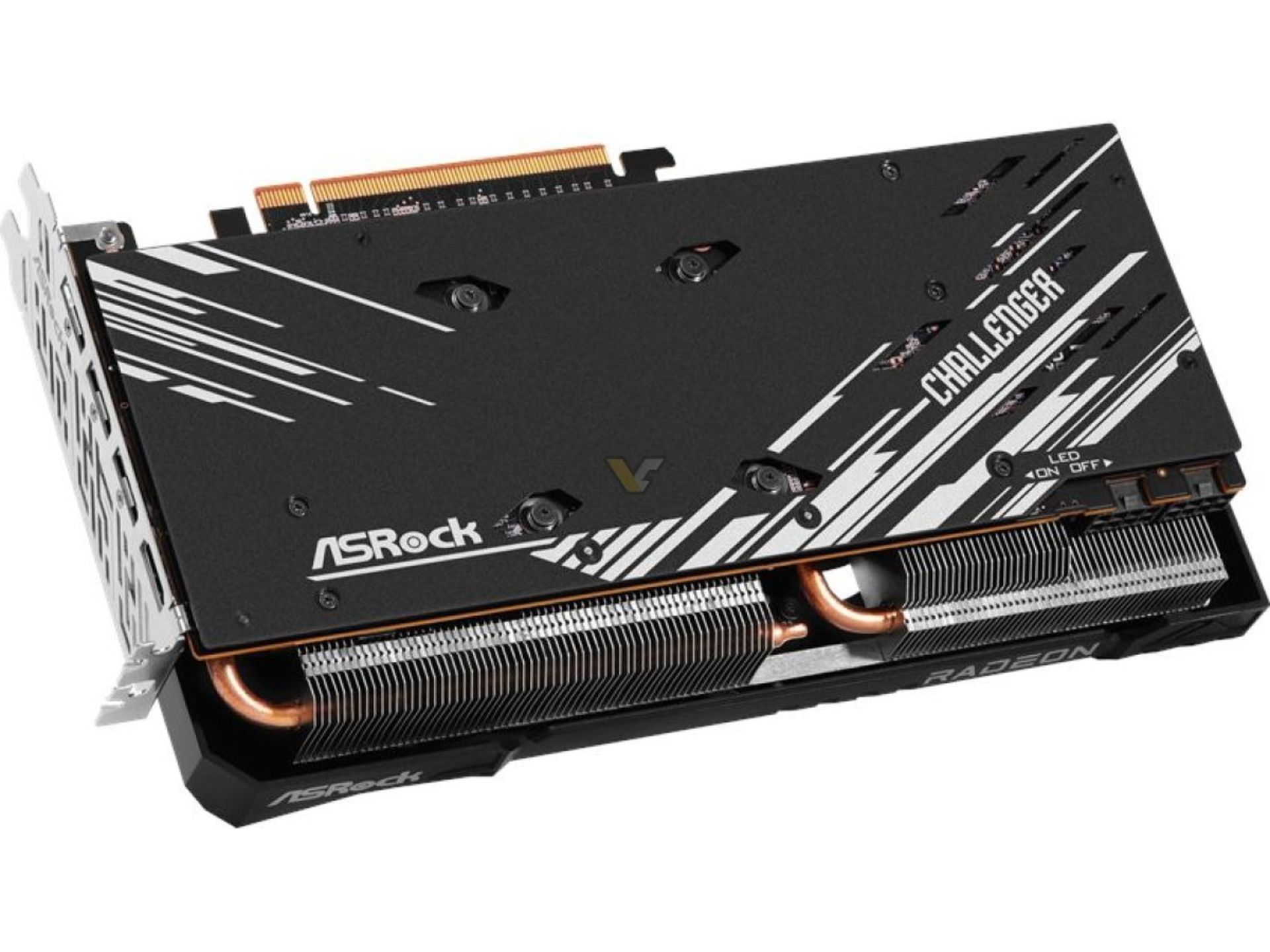 کارت گرافیک سفارشی دوفنه‌ی AMD مدل Radeon RX 7900 GRE ساخت ازراک از نمای پشت رنگ مشکی