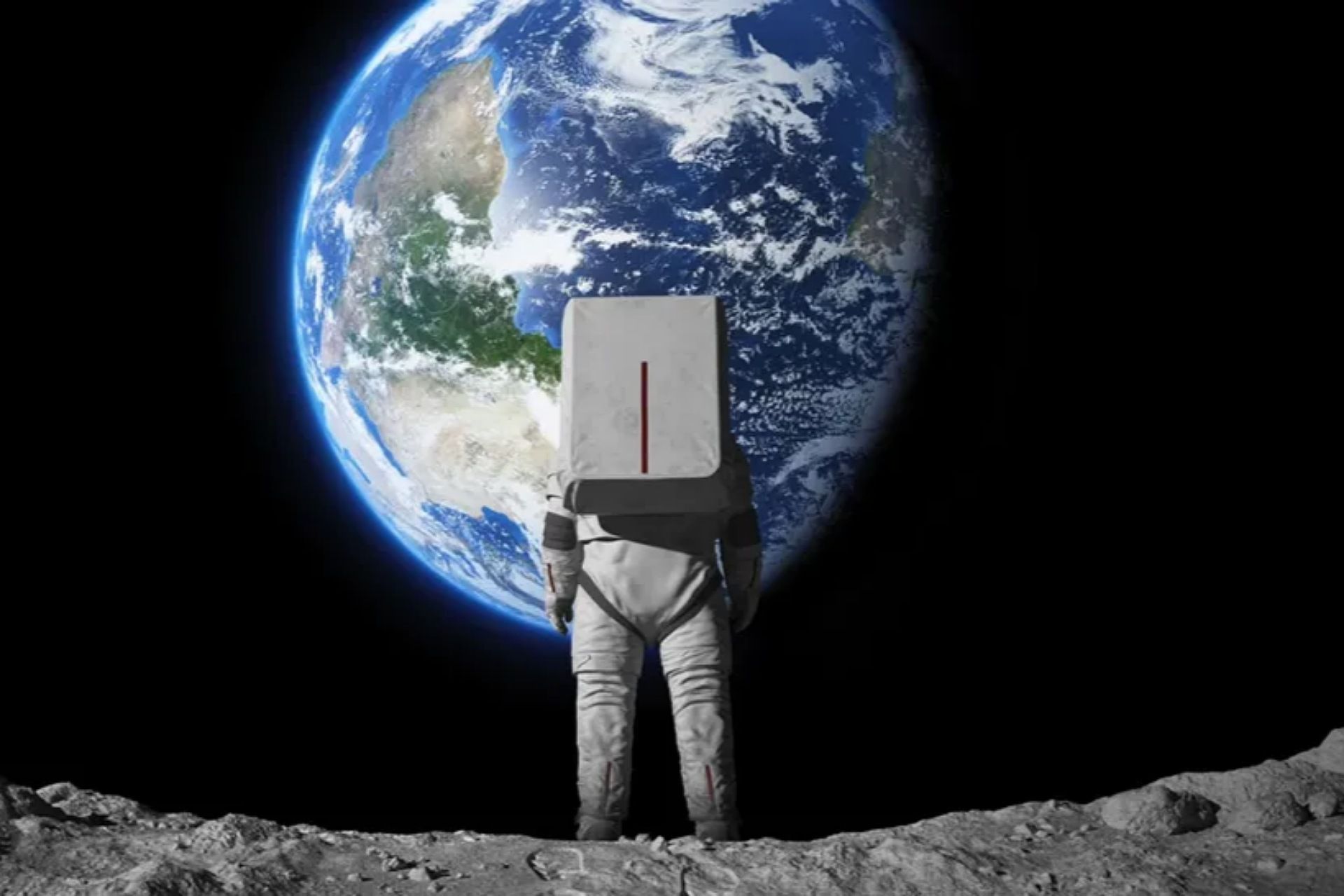 یک فضانورد رو‌به‌روی سیاره‌ی زمین