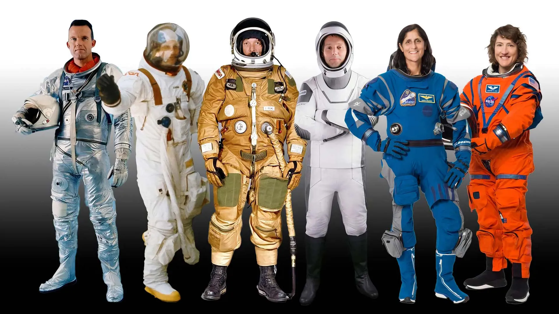 فضانوردان با لباس‌های مختلف