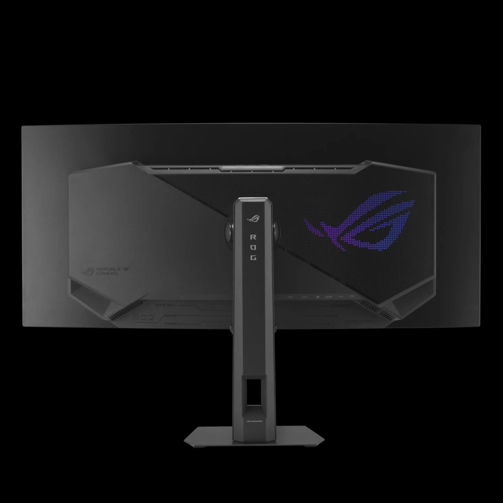 نمای پشت مانیتور گیمینگ خمیده‌ی ایسوس ROG 2026