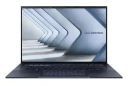 نمای رو به روی لپ تاپ ExpertBook B9 OLED B9403 ایسوس با نمایشگر روشن و نمایش لبه جلو