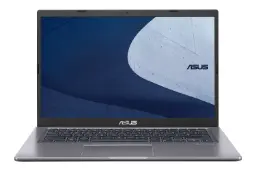 نمای رو به روی لپ تاپ P1412 ایسوس با نمایشگر روشن و نمایش لوگو و لبه جلو