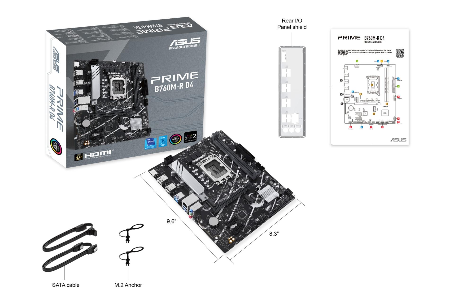 مادربرد ایسوس ASUS PRIME B760M-R D4 با جعبه و اقلام همراه