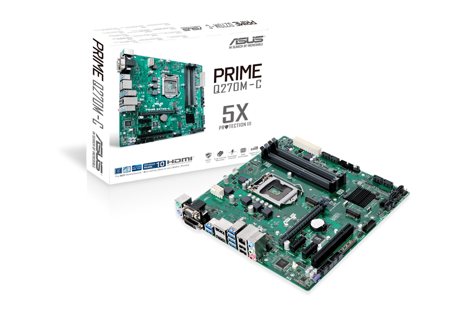 مادربرد ایسوس ASUS PRIME Q270M-C به همراه جعبه