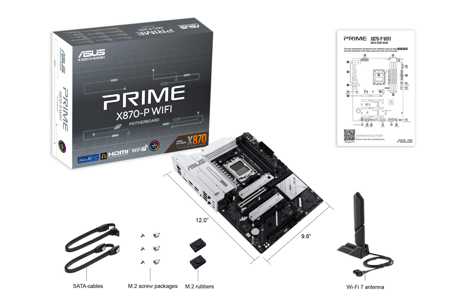 مادربرد ایسوس ASUS PRIME X870-P WIFI با جعبه و اقلام همراه