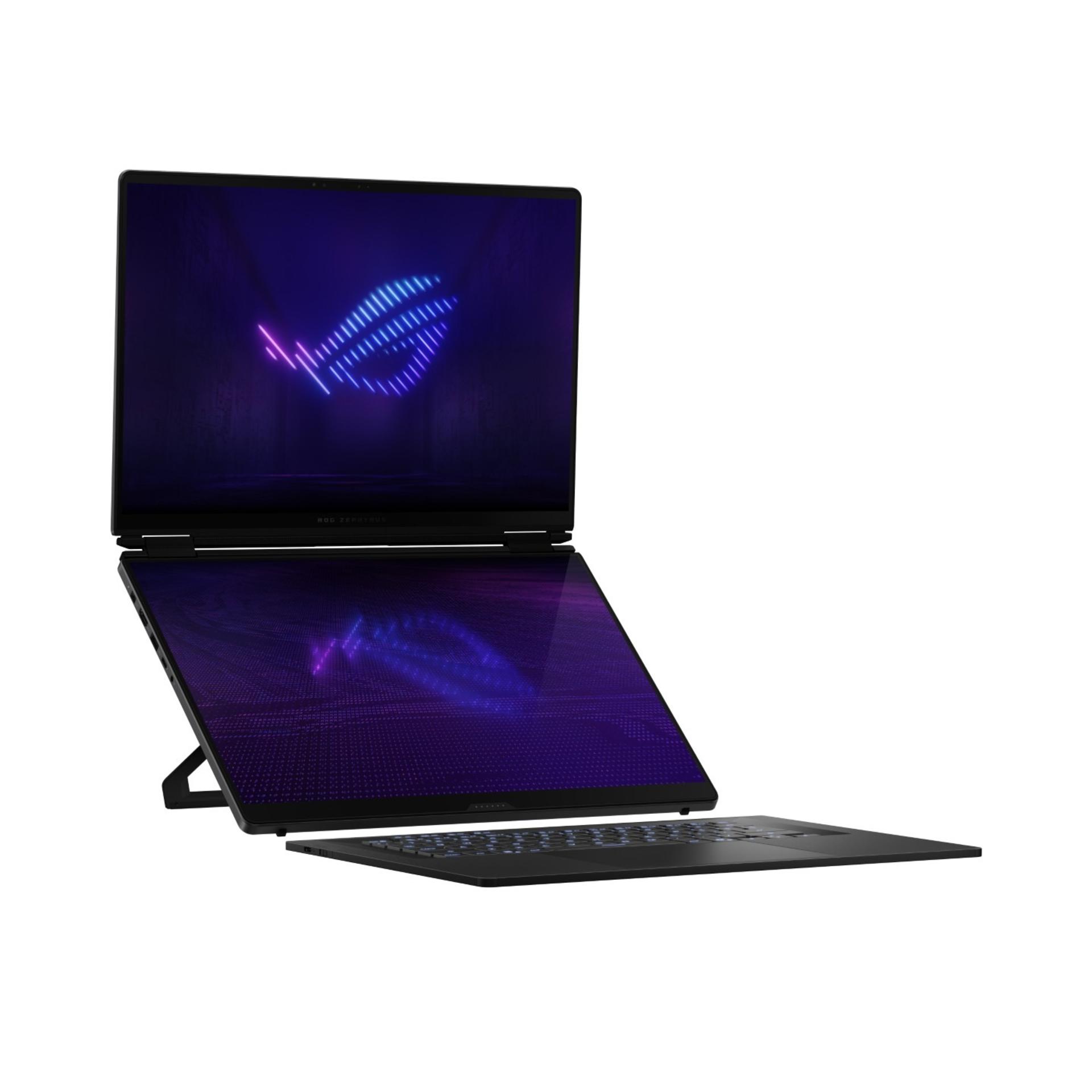 نمای جلو لپ‌تاپ ایسوس ROG Zephyrus Duo 2026 حالت باز
