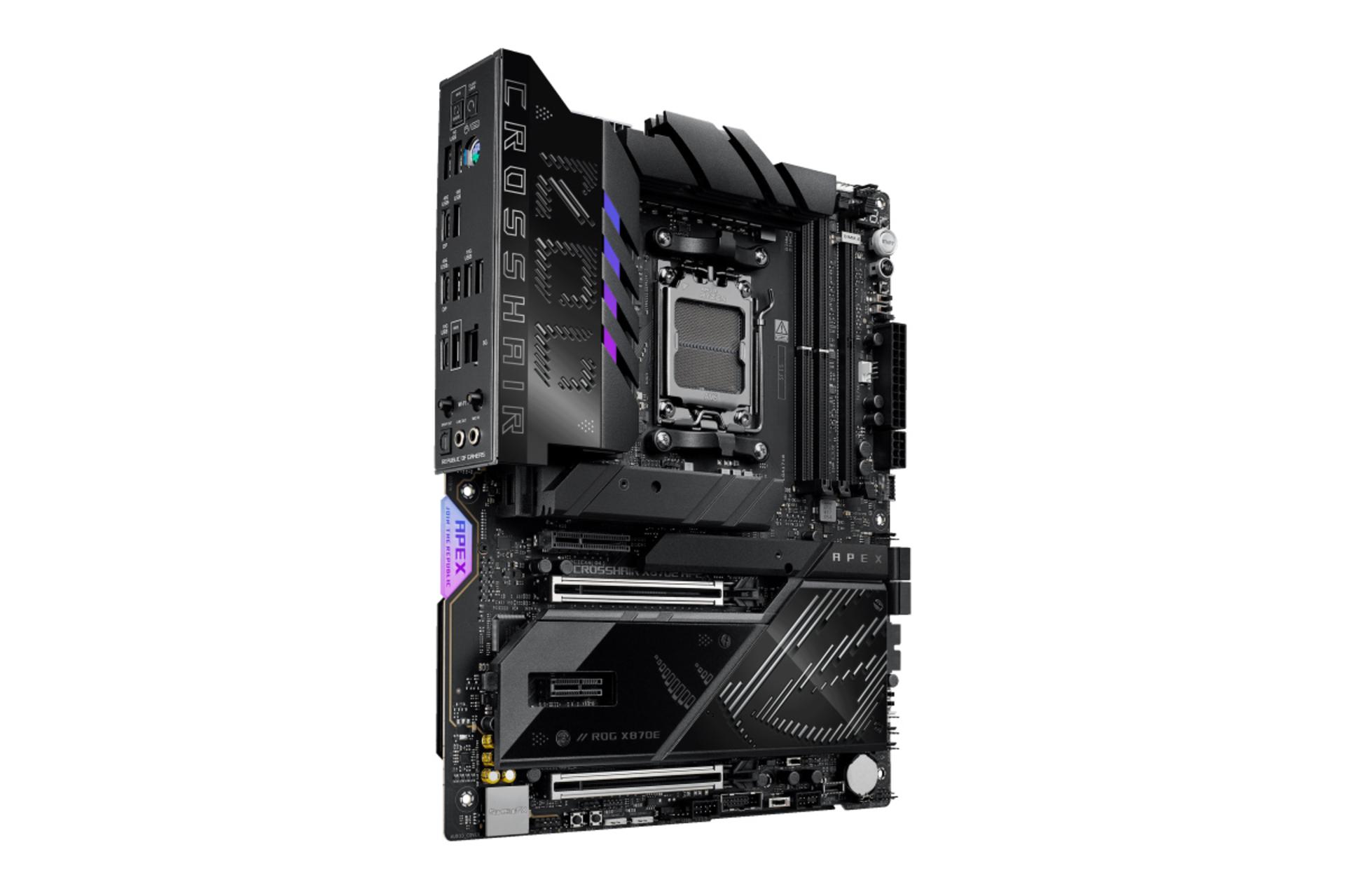 نمای کنار مادربرد ایسوس ROG CROSSHAIR X870E APEX