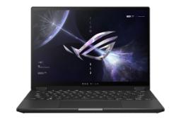 نمای جلوی لپ تاپ ROG Flow X13 GV302X ایسوس با صفحه نمایش روشن و کیبورد