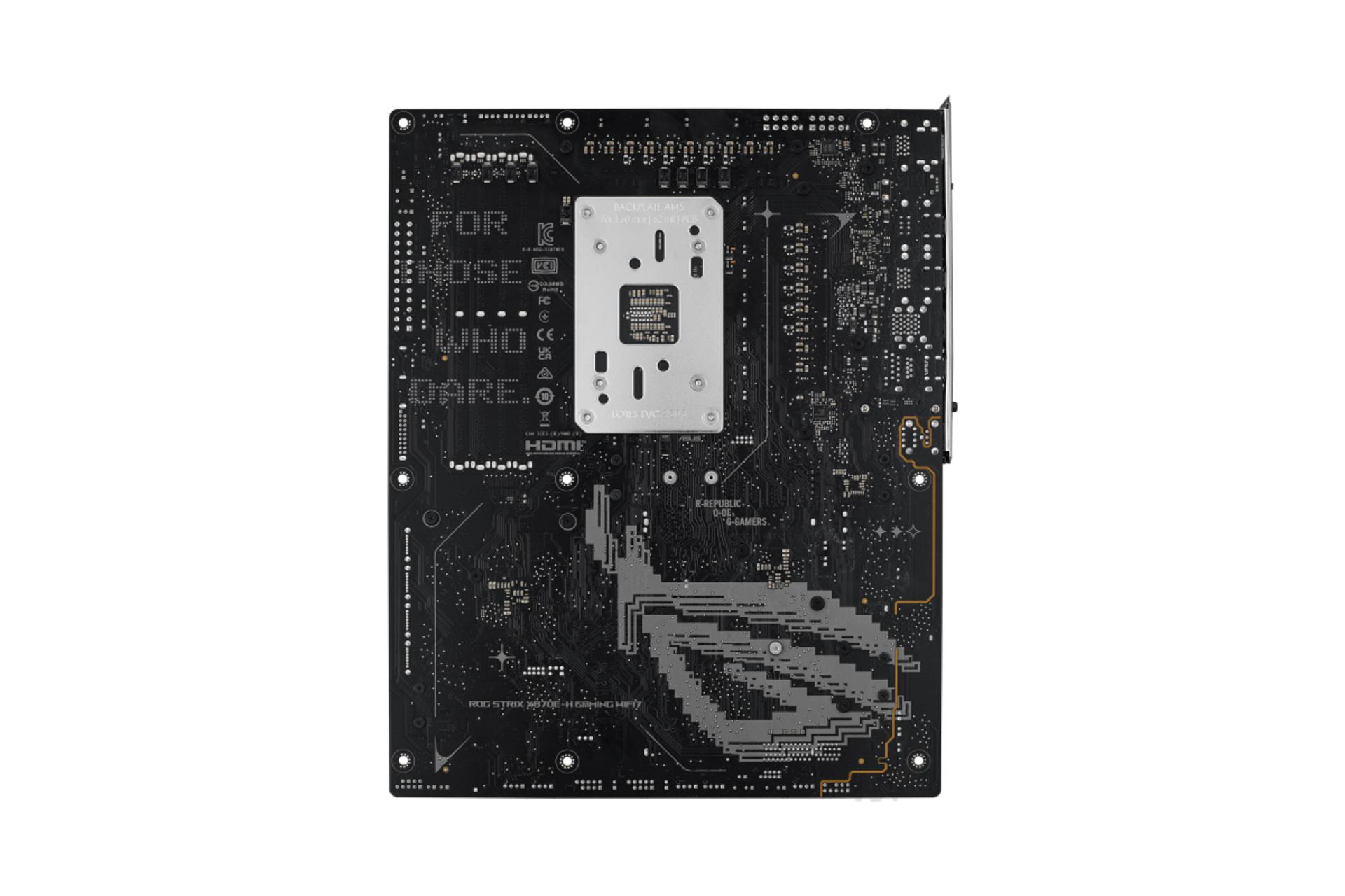 نمای پشت مادربرد ایسوس ROG STRIX X870E-H GAMING WIFI7