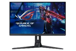 نمای جلو و لوگوی مانیتور ایسوس 27 اینچ مدل ROG Strix XG27AQMR