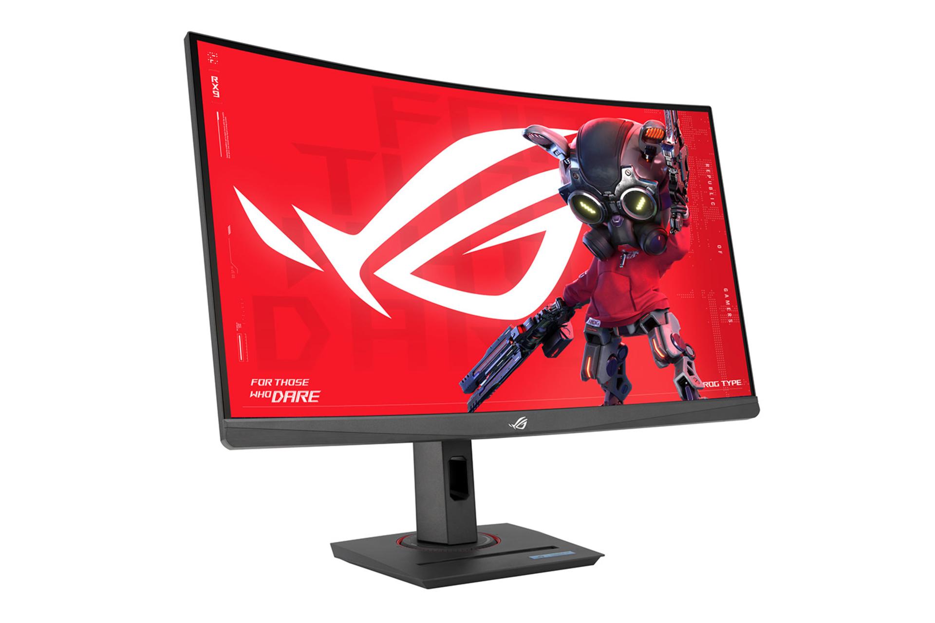 مانیتور ایسوس ASUS ROG Strix XG27WCMS نمای جلو و چپ