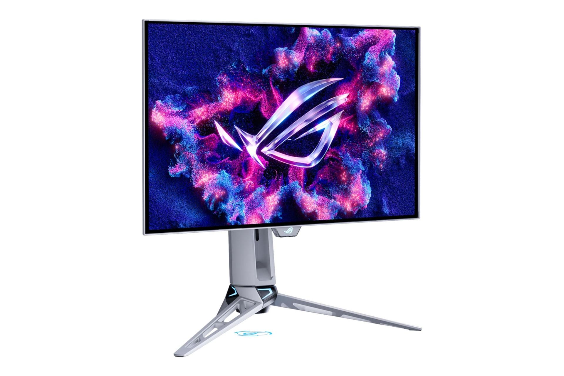 مانیتور ایسوس ASUS ROG Swift OLED PG27AQWP-W نمای جلو و چپ