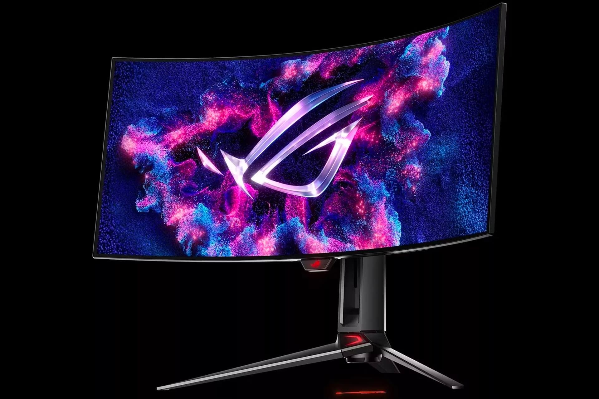 مانیتور Asus PG32UCDM از نمای سه رخ جلو