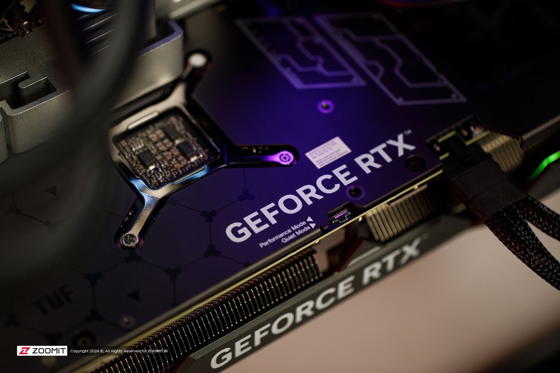 Writing on the body of the ASUS TUF RTX 4070 Ti Super OC graphics card