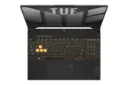نمای بالای لپ تاپ TUF Gaming F15 FX507VV ایسوس با نمایش ترک پد، نورپردازی کیبورد و حفره های اسپیکر