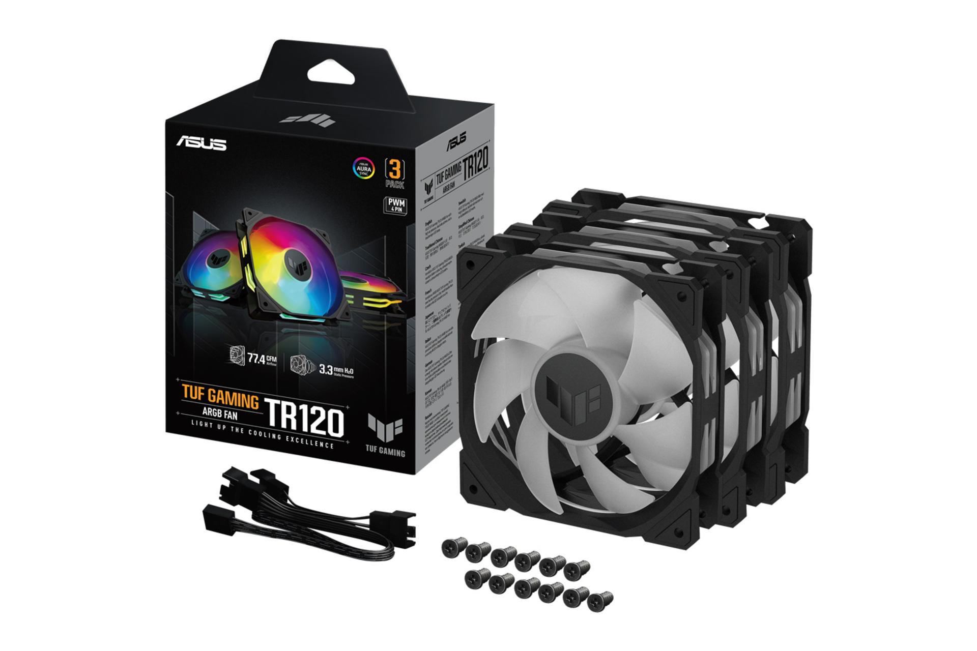 اقلام همراه فن کیس ایسوس TUF Gaming TR120 ARGB بسته 3 عددی