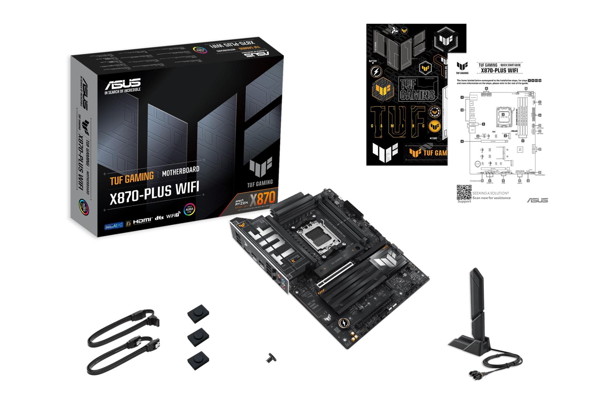 مادربرد ایسوس ASUS TUF GAMING X870-PLUS WIFI با جعبه و اقلام همراه