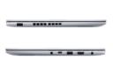 نمای لبه‌های کناری لپ تاپ Vivobook 14X OLED K3405 ایسوس با تمرکز روی درگاه‌های لبه سمت چپ و راست رنگ نقره‌ای