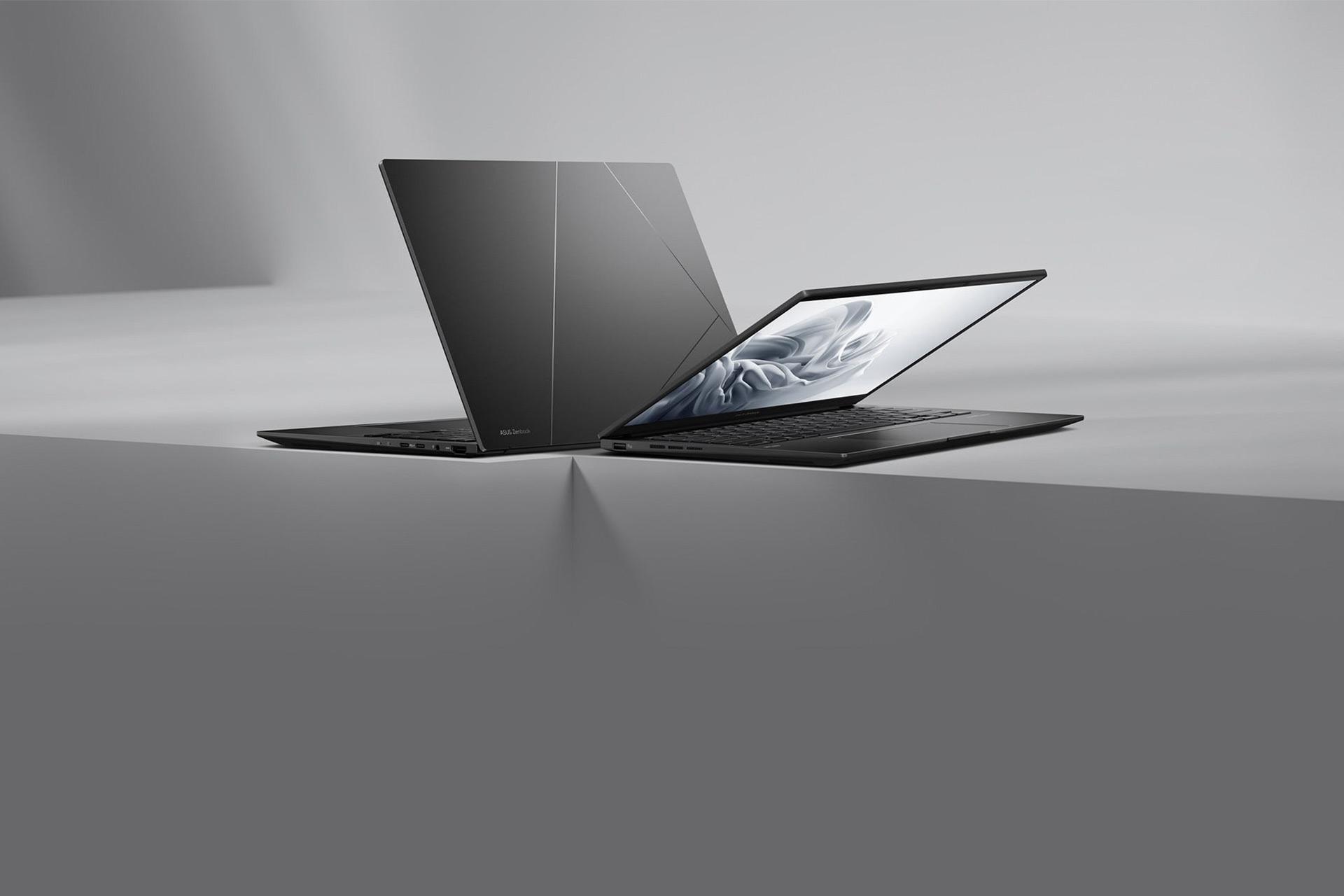 لپ‌تاپ ایسوس Zenbook 14 OLED UM3406 نمای پشت و جلویی کنار هم