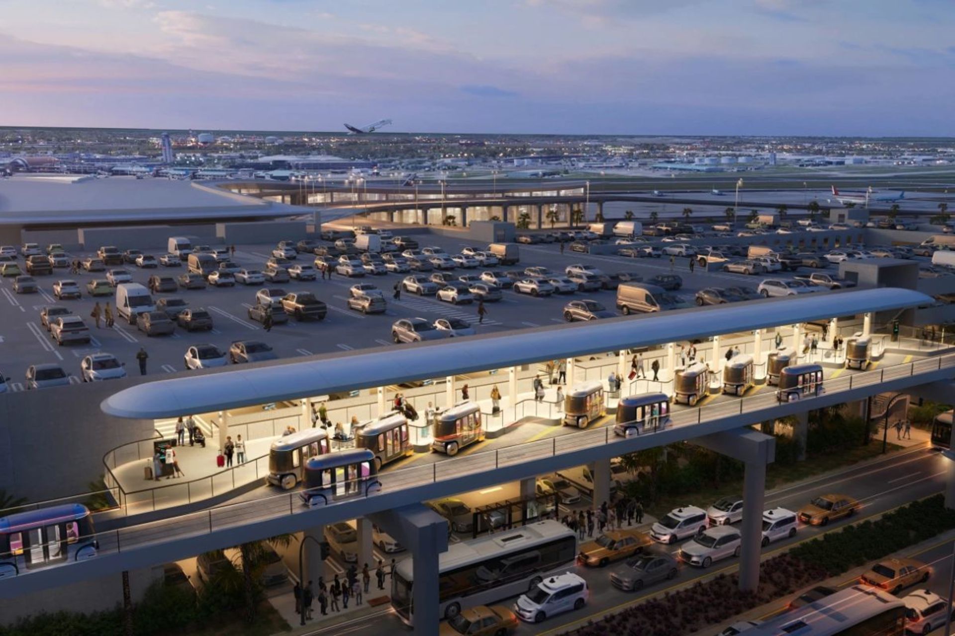 پادهای برقی و کوچک گلایدویز، نخستین شبکه ترانزیت خودکار و عمومی در جهان، در مسیرهای اختصاصی در شهر آتلانتا.