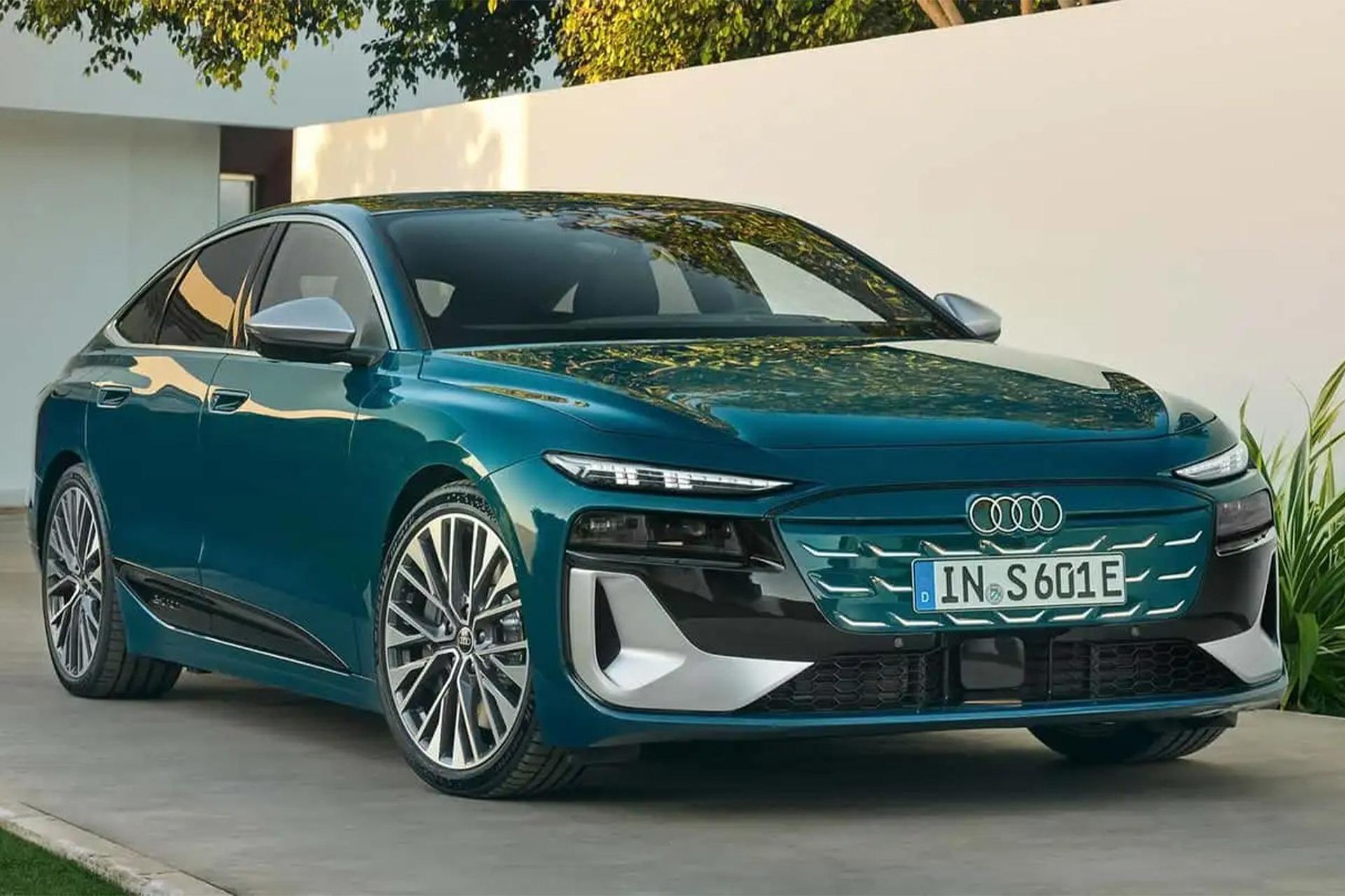 نمای سه‌چهارم جلو خودرو آئودی A6 E-Tron