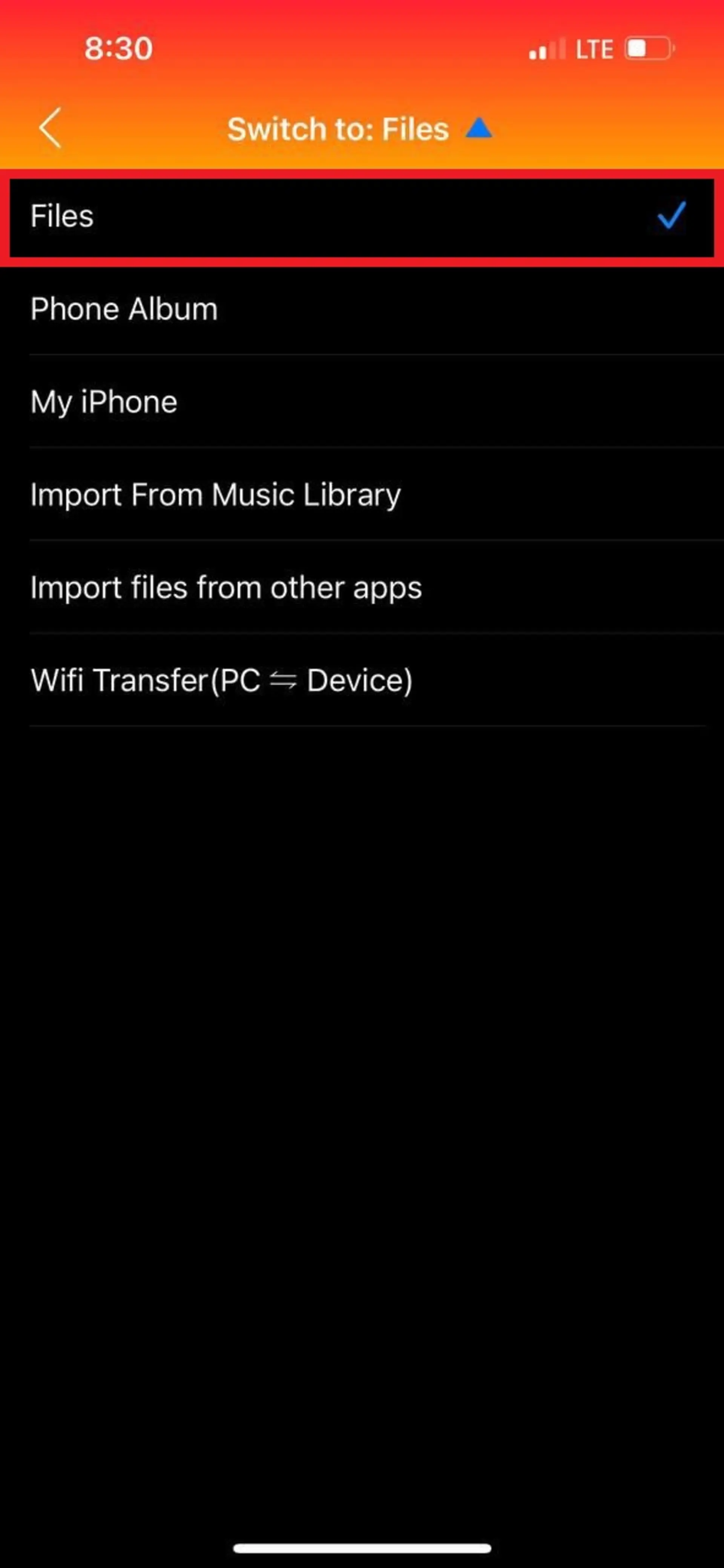 انتخاب فایل در Audio Converter