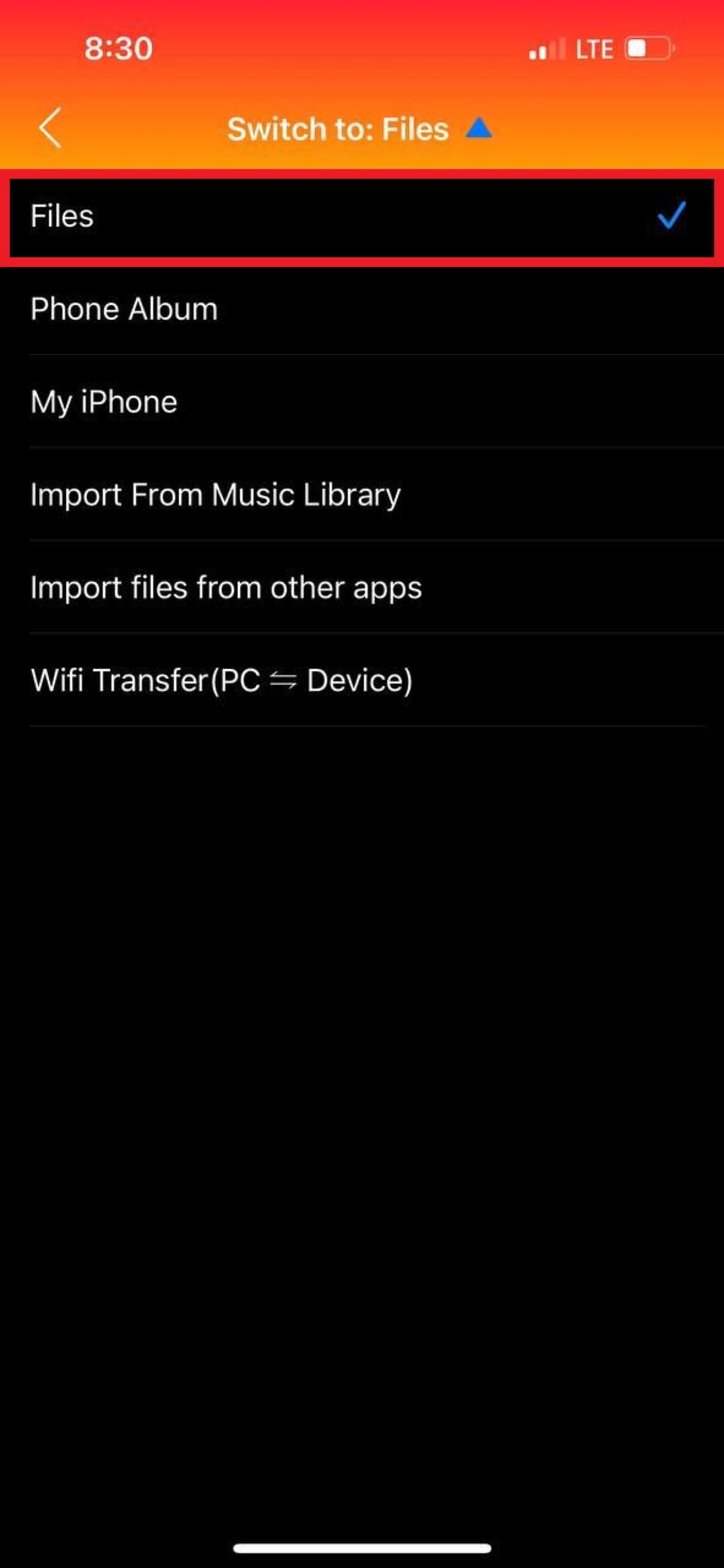 انتخاب فایل در Audio Converter