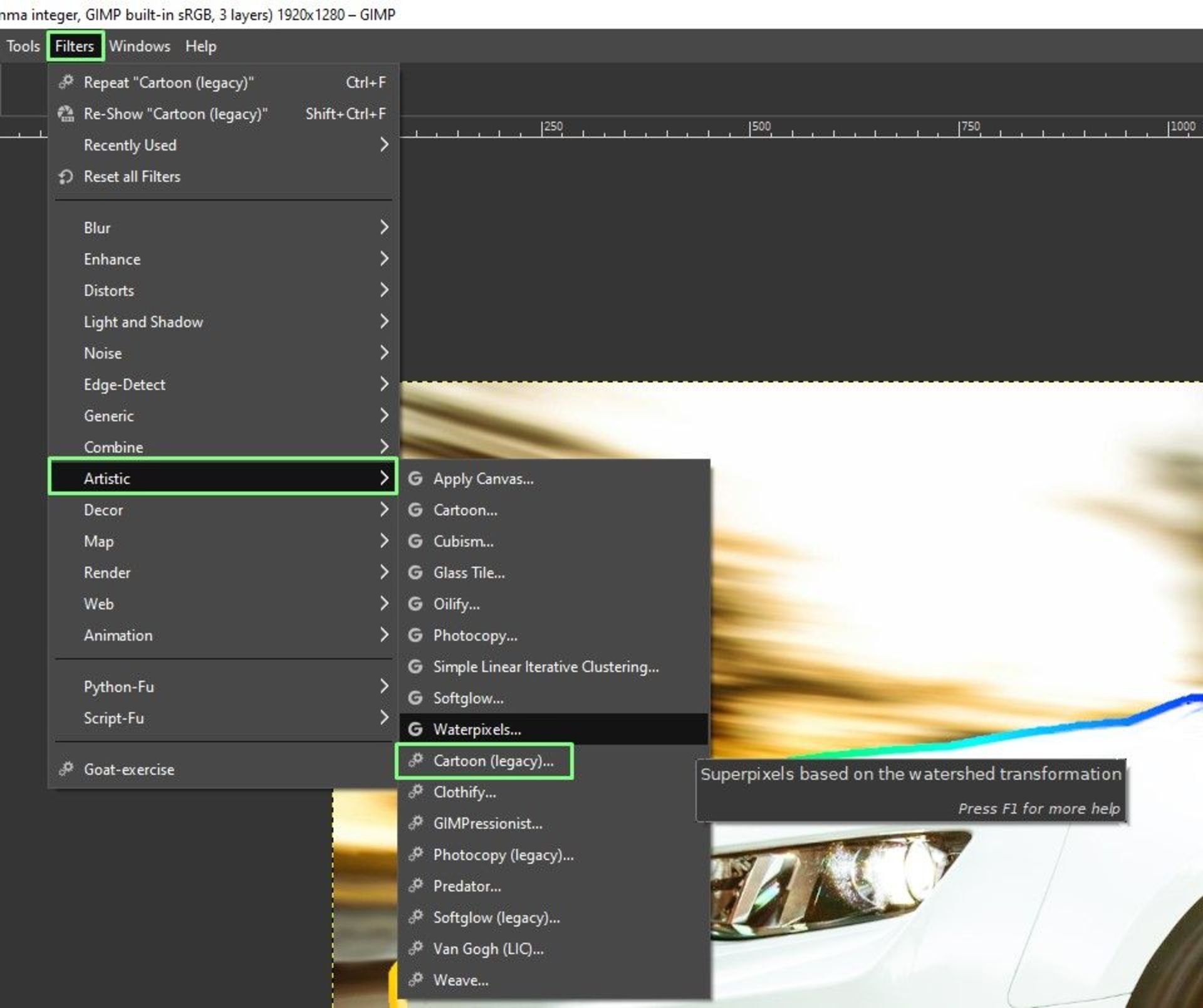 انتخاب فیلتر جداگانه برای هر لایه در گیمپ