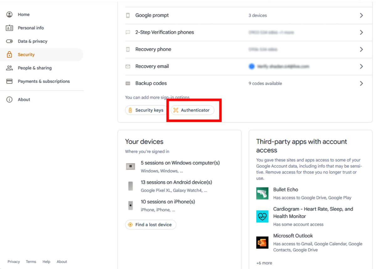 Steps to set up Google Authenticator for Google account 1