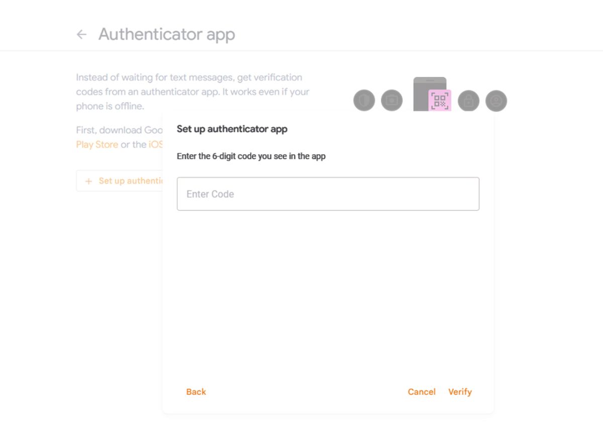 Steps to set up Google Authenticator for Google account 4