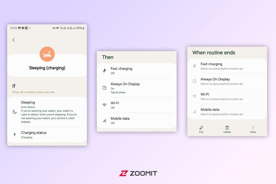 روتین Power Saving در زمان شارژ شدن