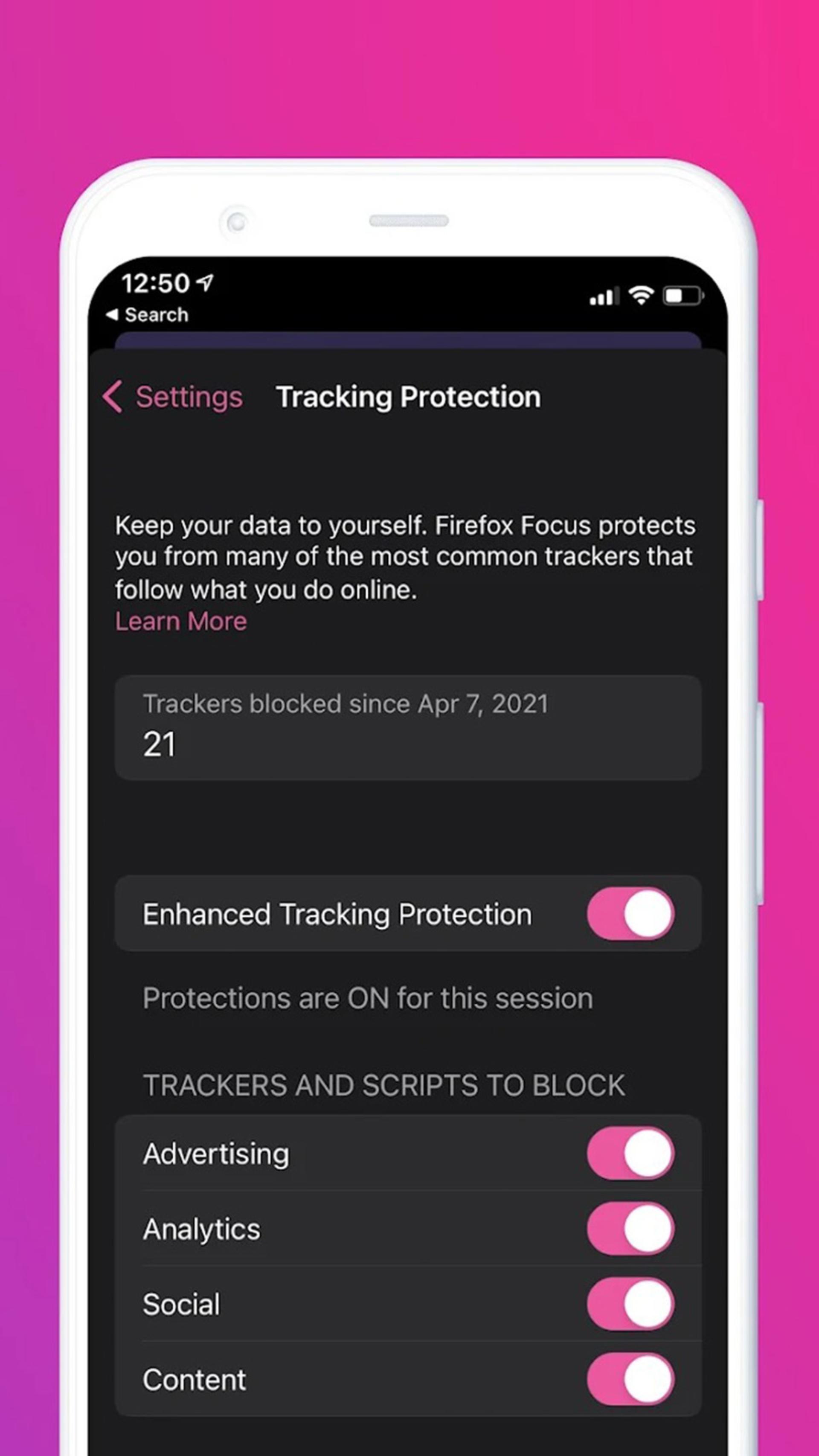 قابلیت مسدود کردن تبلیغات در مرورگر Firefox Focus روی گوشی