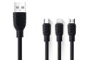 کابل شارژ USB آوی Type-A به Type-C+Micro-USB+Lightning مدل CL-986 3in1 با طول 1 متر مشکی